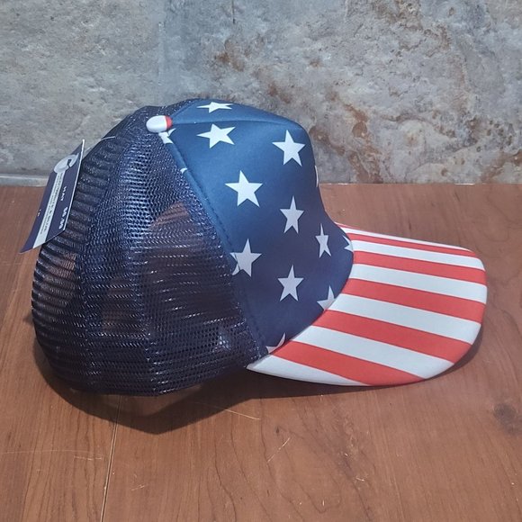 American Flag Hat Cap Stars and Stripes Red White Blue Mesh Back Snapback - Picture 11 of 11